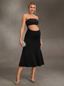 Cheriluna Maternity Trang phục chụp ảnh bà bầu - màu đen - Xem 3