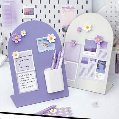This Desktop Magnetic Board Features A Stylish Metal Design And Serves As An Ideal Vertical Note-Taking Surface For Home Or Office Use. Perfect For Keeping Reminders And Notes Organized.