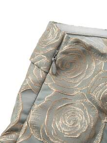Qadelle Áo quây eo thắt eo bằng vải jacquard thanh lịch dành cho nữ - màu xanh lá - Xem 6