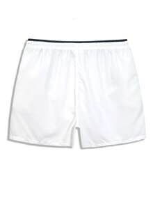 CoralVoy Men's Contrast Color Elastic Waist Drawstring Casual Beach Shorts/Swimwear, Holiday - White - View 4
