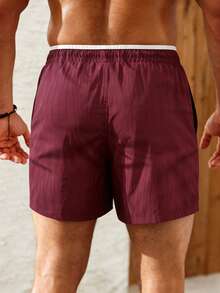 Manfinity KASUA Men's Drawstring Waist Pocket Design Beach Shorts, Holiday - Multicolor - View 2