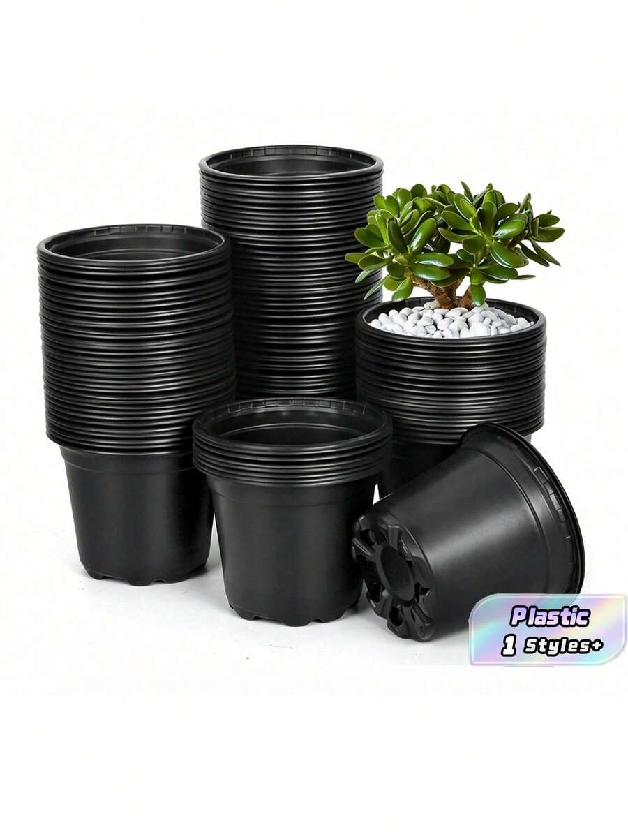 Plastic Flower Pot, Resin Round Garden Planter, Suitable For Seedlings And Flowers, Durable Lawn And Gardening Tool, Practical Spring Essentials - Multicolor - View 1