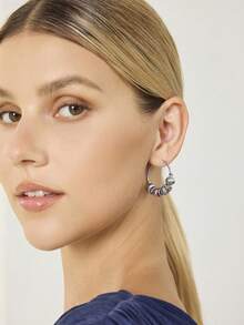 MOTF PREMIUM Stylish Gold Ball Diamond Earrings - Silver - View 7