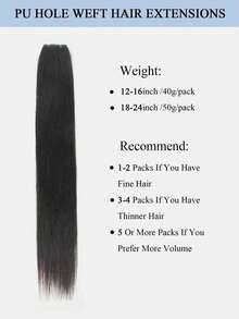 Ekstensi Rambut Weft Butterfly Rambut Manusia Tanpa Lem Lubang PU Genius Hand Tid Lurus #1B, Ekstensi Rambut Weft Lubang XO Injeksi Ganda Weft Tab Ganda Tak Terlihat Pemasangan Aman Perpaduan Tanpa Celah, Kompatibel Dengan Semua Jenis Rambut - Penggunaan Salon & Rumah - S1B - View 4