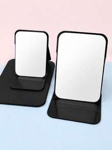 Adjustable Portable Vanity Mirror | Desktop/Handheld Cosmetic Mirror For Dorm, Office & Home | Simple Bathroom Decor - Bright black - View 6