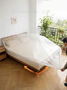 Disposable Furniture Dust Cover, Extra-Large Bed Cover, Elastic Drawstring Dust Cover, Suitable For Home Decoration, Travel, And Cleaning, Designed For Dustproofing And Dirt Blocking - Clear - View 9