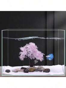 1套创意卡通仿真粉白樱花树水族箱装饰套装，适用于鱼缸、水箱、家居办公室装饰、水景摆件、鱼缸装饰用品 - A - 查看 10
