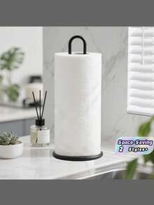 1/2Pcs Metal Paper Towel Holder, Suitable For Kitchen Countertop, Bar, And Dining Table, Fits Standard And Jumbo Rolls Paper Towel Holders For Standard And Large Size Rolls Tissue Box, Tissue Holder, Napkin Holder, Toilet Paper Holder - Black - View 1