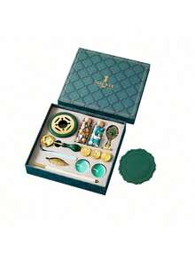 1PC Wax Seal Stamp Kit Retro Envelope Sealing Wax Beads Set With Spoon Candle Melting Furnace Gift For Wedding Invitation Christmas Card DIY Craft Supplies Hot Search - Dark Green - View 8