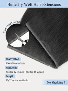 Ekstensi Rambut Weft Butterfly Rambut Manusia Tanpa Lem Lubang PU Genius Hand Tid Lurus #1B, Ekstensi Rambut Weft Lubang XO Injeksi Ganda Weft Tab Ganda Tak Terlihat Pemasangan Aman Perpaduan Tanpa Celah, Kompatibel Dengan Semua Jenis Rambut - Penggunaan Salon & Rumah - S1B - View 6