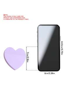 100 Sheets Of 1-Book Creative Purple Heart Sticky Notes, Cartoon Cutie Valentine's Day Stationery Gift Message Notepad - Purple - View 3