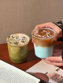 1個 Ins風極簡咖啡杯玻璃馬克杯，拿鐵飲料杯，咖啡店設計，耐熱 - 無色 - 查看 4