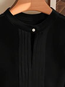 Qadelle Women's Sleeveless Solid Color Shirt With Belt, Minimalist And Fashionable, Suitable For Summer - Black - View 6