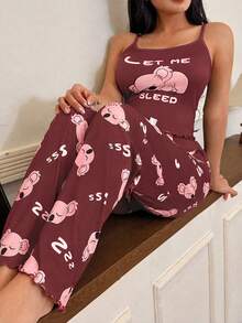 SHEIN 2 Stücke süßer Koala Muster Top & Hose Pyjama Set - Verschiedenfarbig - Übersicht 3