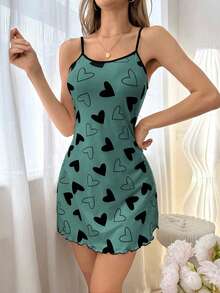 Miss Vinta Heart Print Women's Camisole Nightgown - Multicolor - View 5