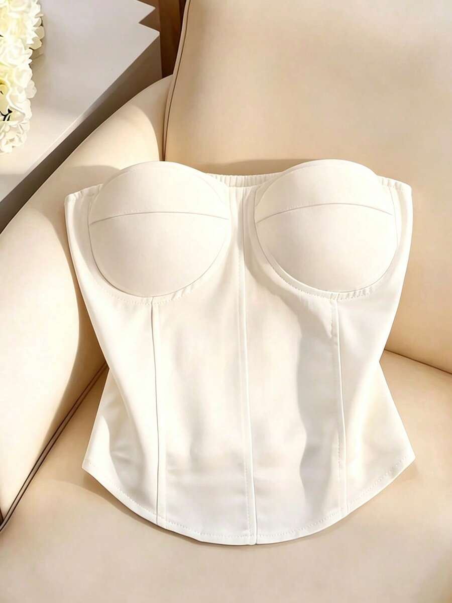 GlowEve 女士白色露肩短款上衣,春夏新品 - 白色 - 查看 1