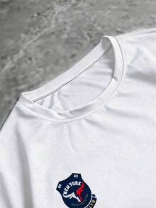 Sport MetroGents Kaos Olahraga Lengan Pendek Pria dengan Cetakan Huruf, untuk Gym - Hitam - View 4