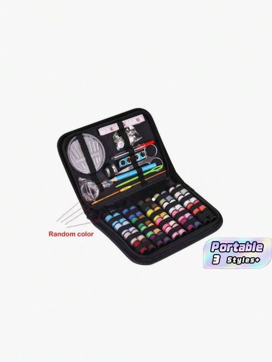 127pcs/158pcs/172pcs(Random Colors)Portable Sewing Kit Set, Multi-Function Needle Thread Tools Organizer, Travel Home Sewing Supplies Storage Case - multicolor - View 1
