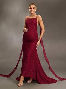 Cheriluna Maternity Trang phục chụp ảnh bà bầu - Màu Đỏ Sâu - Xem 6