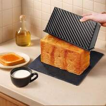 1pc Standard Size Toast Loaf Pan, Black/Gold Color, Rectangular Shape With Texture. Bakes Evenly, Easy Demolding. Ideal For Kitchens, Great For Weekend And Holiday Bread Baking. - Multicolor - View 4