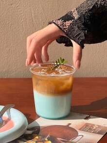 1個 Ins風極簡咖啡杯玻璃馬克杯，拿鐵飲料杯，咖啡店設計，耐熱 - 無色 - 查看 10