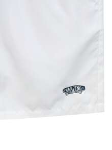 CoralVoy Men's Contrast Color Elastic Waist Drawstring Casual Beach Shorts/Swimwear, Holiday - White - View 7
