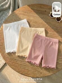 Cozy Pixies 3件套女婴纯色针织柔软弹力腰短裤套装 - 彩色 - 查看 3