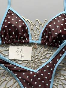 Swim Mod 2-Piece Polka Dot & Floral Print Halter Bikini Set, Sexy Triangle Top And High Cut Thong Bottoms, Spring/Summer Vacation - Multicolor - View 7