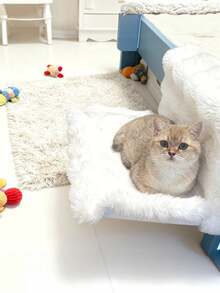 1个猫床边吊床，床边猫窝悬挂式猫床，猫吊床宠物床，四季皆宜，可悬挂在窗台上晾晒，毛绒宠物床，可拆卸水洗，无需钻孔即可稳固安装，适用于沙发/床边/窗边，小型猫狗柔软垫子保暖，猫床便携易清洁 - 均碼 - 查看 8