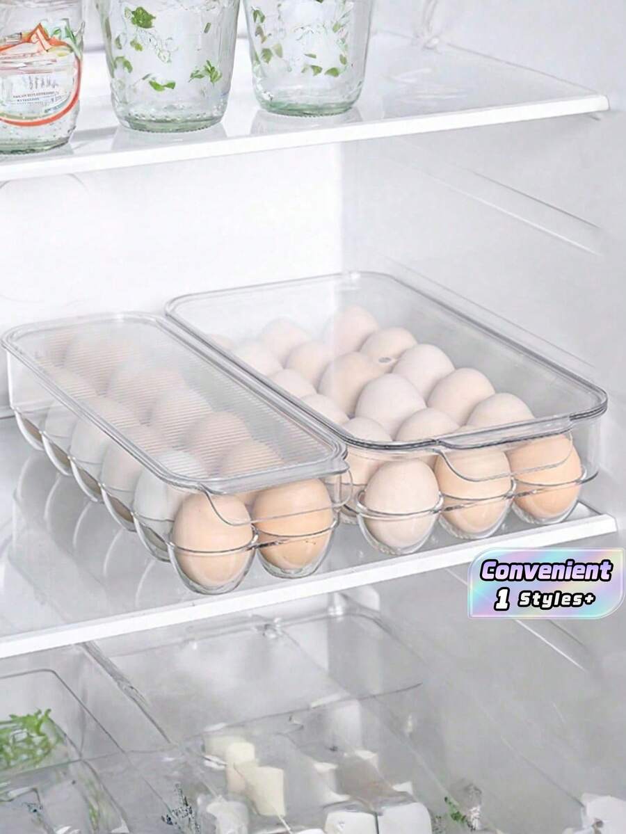 1 Rak Penyimpanan Telur PET Berbagai Ukuran, Organizer Telur Transparan untuk Kulkas, Wadah Pelindung Telur yang Dapat Ditumpuk, Cocok untuk Ruang Penyimpanan, Kulkas, dan Dapur. - Clear - View 1