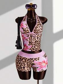 Sirith Bộ bikini tankini 2 mảnh nữ phong cách Âu Mỹ gợi cảm, táo bạo avant-garde, tối giản casual cho lễ hội âm nhạc, tiệc tùng, đi biển mùa hè, du lịch, dạo phố, tôn dáng, họa tiết da báo phối colorblock viền, áo cổ yếm, quần hipster ôm sát, phù hợp Spring Break, mùa thu, tựu trường, Oktoberfest, lễ hội âm nhạc, kỳ nghỉ, khuyến mãi mùa xuân, không khí bãi biển, outfit Spring Break, đồ bơi dự tiệc, Valentine, năm mới, lễ hội tựu trường, Ngày của Mẹ, Quốc tế Phụ nữ, dã ngoại gia đình, lễ hội tháng 6 Brazil, mùa tốt nghiệp Spring Break - Nhiều màu - Xem 4