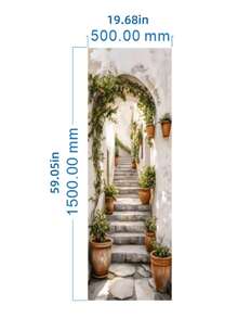 1set/2pcs Self Adhesive Removable Waterproof Vintage Romantic Ancient Style Stairs Door Sticker Peaceful Outdoor Green Plant European Charming Garden Flat Art Wall Mural Decal For Home Kitchen Living Room Bedroom Hallway Indoor Outdoor Decor Easy Apply - multicolor - View 14