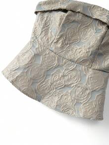 Qadelle Áo quây eo thắt eo bằng vải jacquard thanh lịch dành cho nữ - màu xanh lá - Xem 4