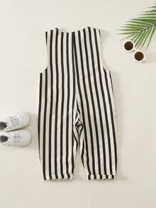 SHEIN Bộ romper không tay kẻ sọc phong cách thường ngày dễ thương cho bé trai sơ sinh, bộ romper trẻ em đáng yêu - Nhiều màu - Xem 2