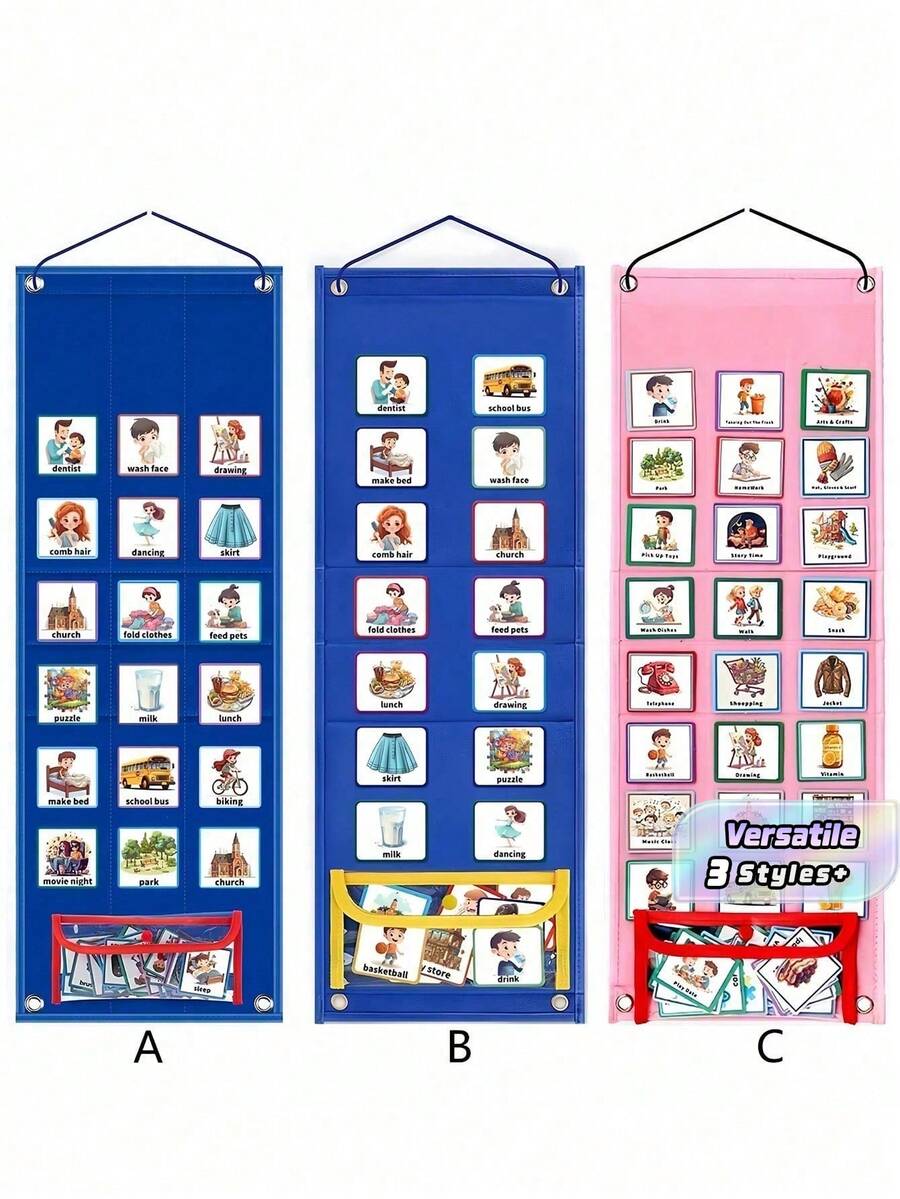 Calendario visual, calendario visual para niños, tabla de tareas, tabla de rutina diaria, 68x24cm, multiplicación, aula preescolar, tablero de comunicación, lista de tareas para niños, niños, rutina diaria de los niños - Multicolor - Ver 1