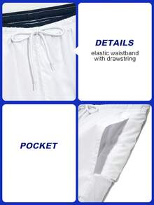 CoralVoy Men's Contrast Color Elastic Waist Drawstring Casual Beach Shorts/Swimwear, Holiday - White - View 5
