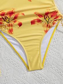 Swim Vcay 女士新款定位印花侧系带性感优雅度假简约连体泳衣 - 彩色 - 查看 4