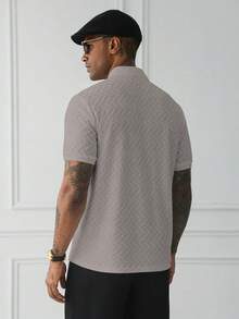 HUEFORM Men's Short Sleeve Textured Fabric Polo Shirt, Suitable For Outings, Gatherings, And Vacations - Grey - View 2