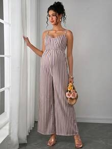Momance Bộ áo liền quần không tay buộc nơ kiểu dáng thường ngày dành cho nữ, phù hợp cho bà bầu, thích hợp cho mùa xuân/hè. - Màu tím - Xem 5