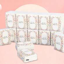 50pcs Pink Mini Pocket Tissue, Premium Portable Napkin Paper, Wedding Gift Pocket Facial Tissues - Paper Napkin - View 12