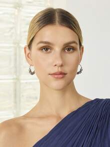 MOTF PREMIUM Stylish Gold Ball Diamond Earrings - Silver - View 5