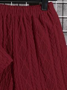Setelan 2 Potong untuk Pesta, Gaya Liburan Musim Panas Kasual Warna Burgundy untuk Anak Laki-Laki Remaja, Kemeja Polo Berkerah & Resleting, Celana Pendek Bertekstur, - Burgundy - View 7
