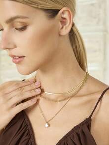 MOTF PREMIUM PRE18K GOLD PLATED THREE-PIECE WATER DROP GEM PENDANT WATERPROOF NECKLACE - Gold 1 - View 9