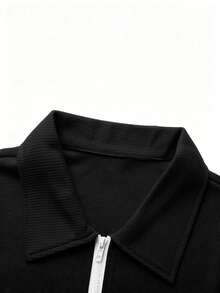 Manfinity Homme Front Button Closure Casual Short Sleeve Outfit - Black - View 7