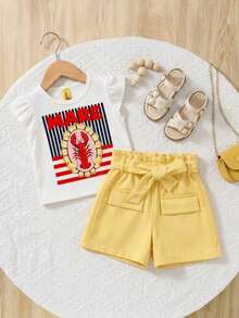 Conjunto para niña con estampado - Amarillo - Ver 1