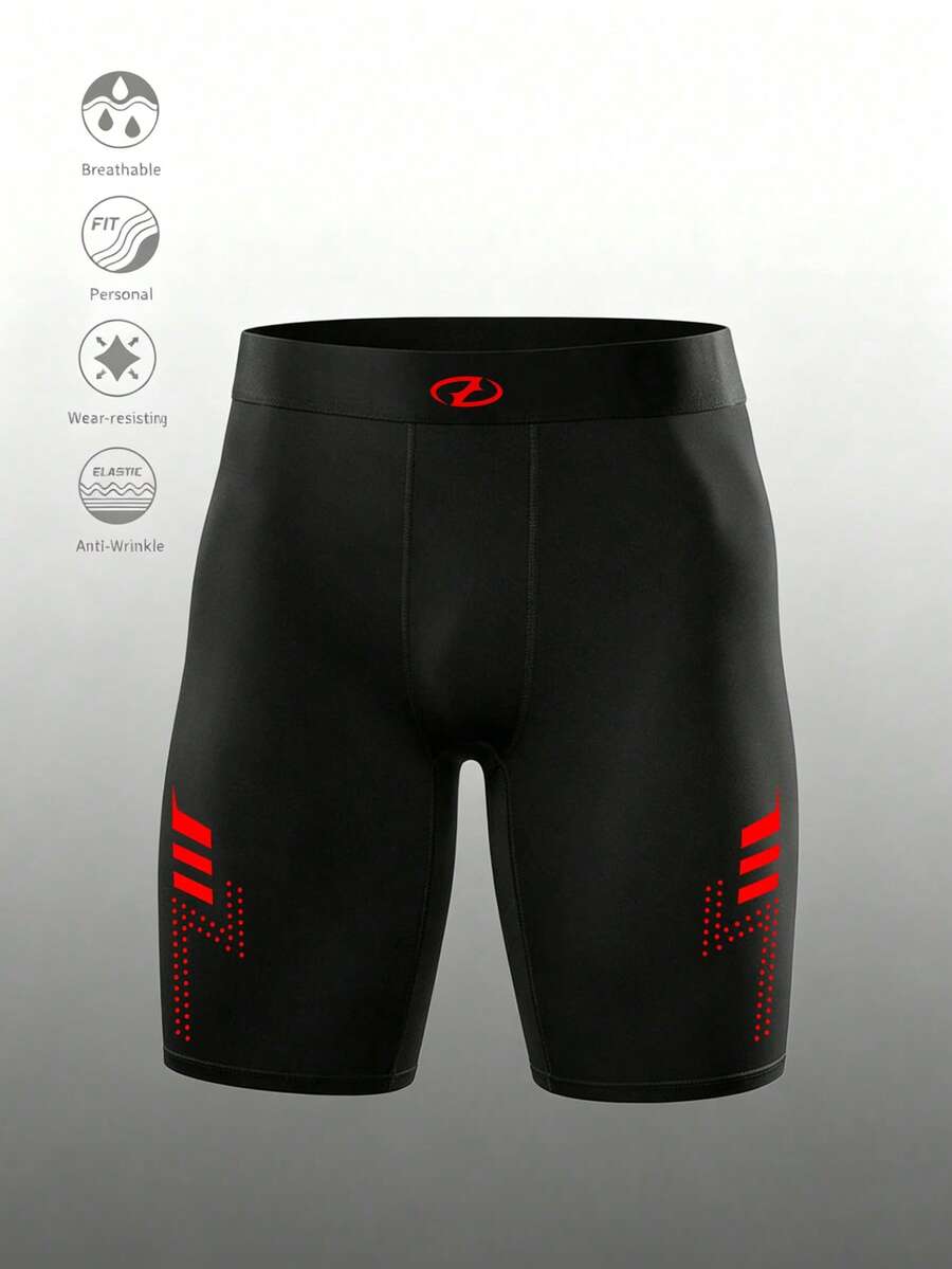 Gym Rark Pantalones cortos deportivos ajustados para hombre con estampado gráfico, color de contraste, cintura elástica y efecto adelgazante, para gimnasio - Negro - Ver 1
