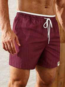 Manfinity KASUA Men's Drawstring Waist Pocket Design Beach Shorts, Holiday - Multicolor - View 5