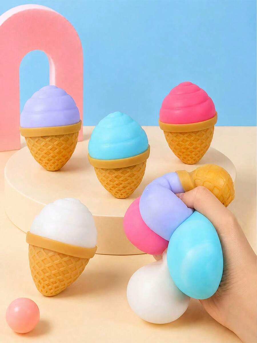 MINKOJA MINKOJA 1/2/5 piezas Juguetes Squish para recuerdos de fiesta, Squishies Kawaii, Juguetes sensoriales de helado, Rellenos para canastas de Pascua y bolsas de regalo, Pelotas antiestrés, Estilos y colores aleatorios