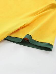 Manfinity Dauomo Áo thun nam cổ tròn thiết kế cắt khoét, in chữ và cờ Brazil - Nhiều màu - Xem 5