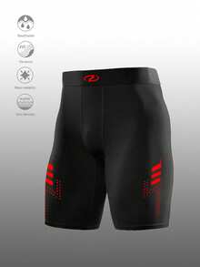 Gym Rark Pantalones cortos deportivos ajustados para hombre con estampado gráfico, color de contraste, cintura elástica y efecto adelgazante, para gimnasio - Negro - Ver 3